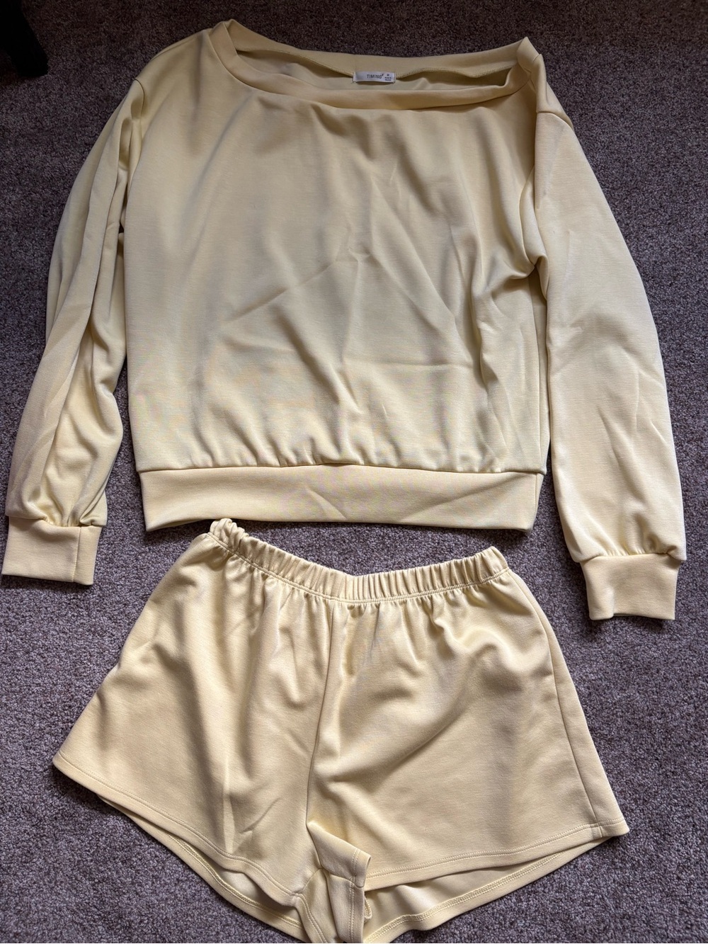 Timing Pale Yellow Two-Piece Lounge Pajama Set